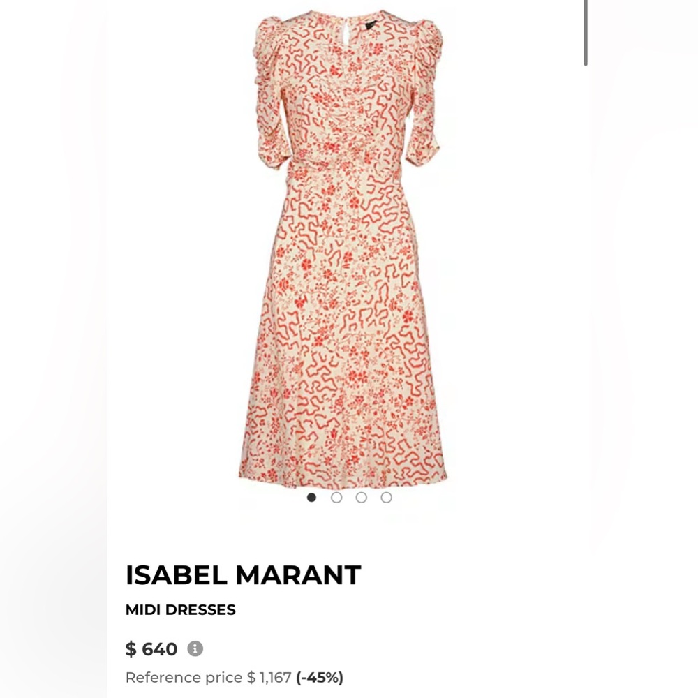 Isabel Marant Red and Cream Long Sleeve Dress